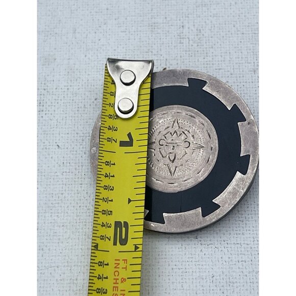 Vintage Sterling Silver Mayan Calendar Brooch - Picture 4 of 4